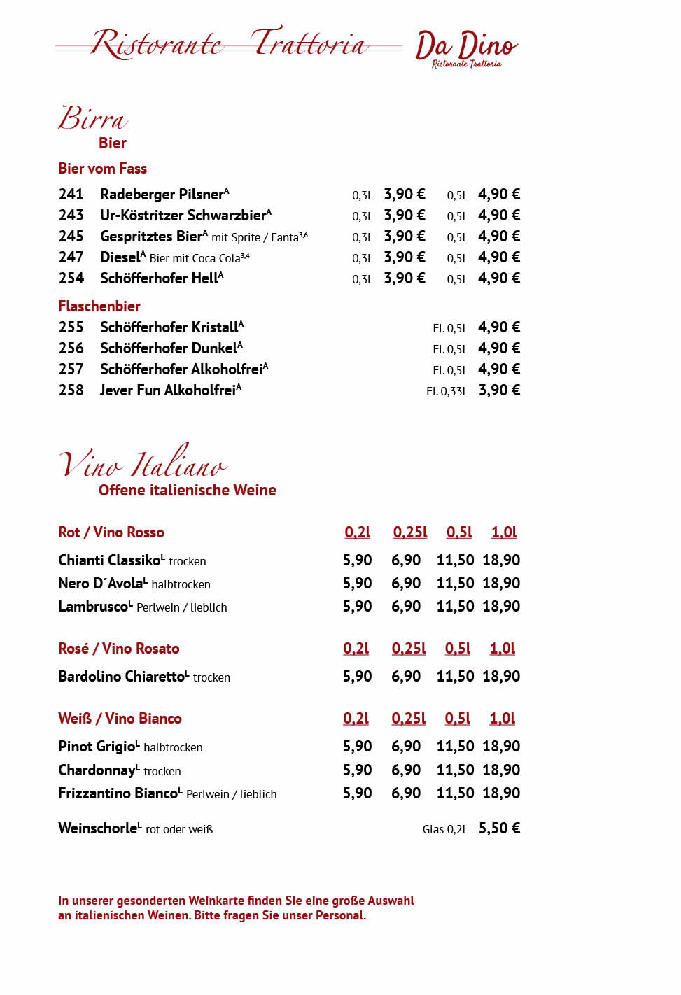 Restaurant Da Dino Sangerhausen Speisekarte 10