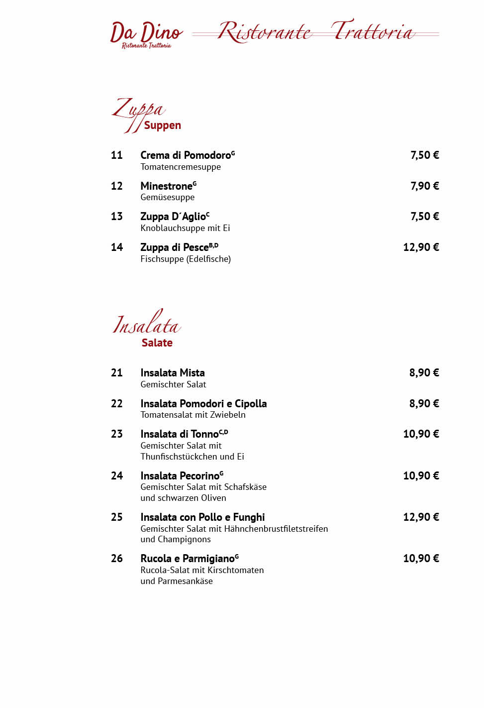 Restaurant Da Dino Sangerhausen Speisekarte 3