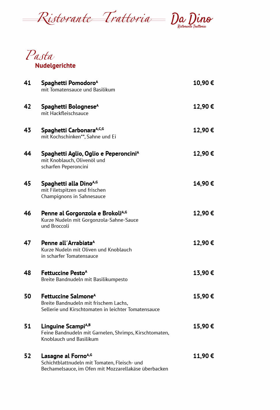 Restaurant Da Dino Sangerhausen Speisekarte 4