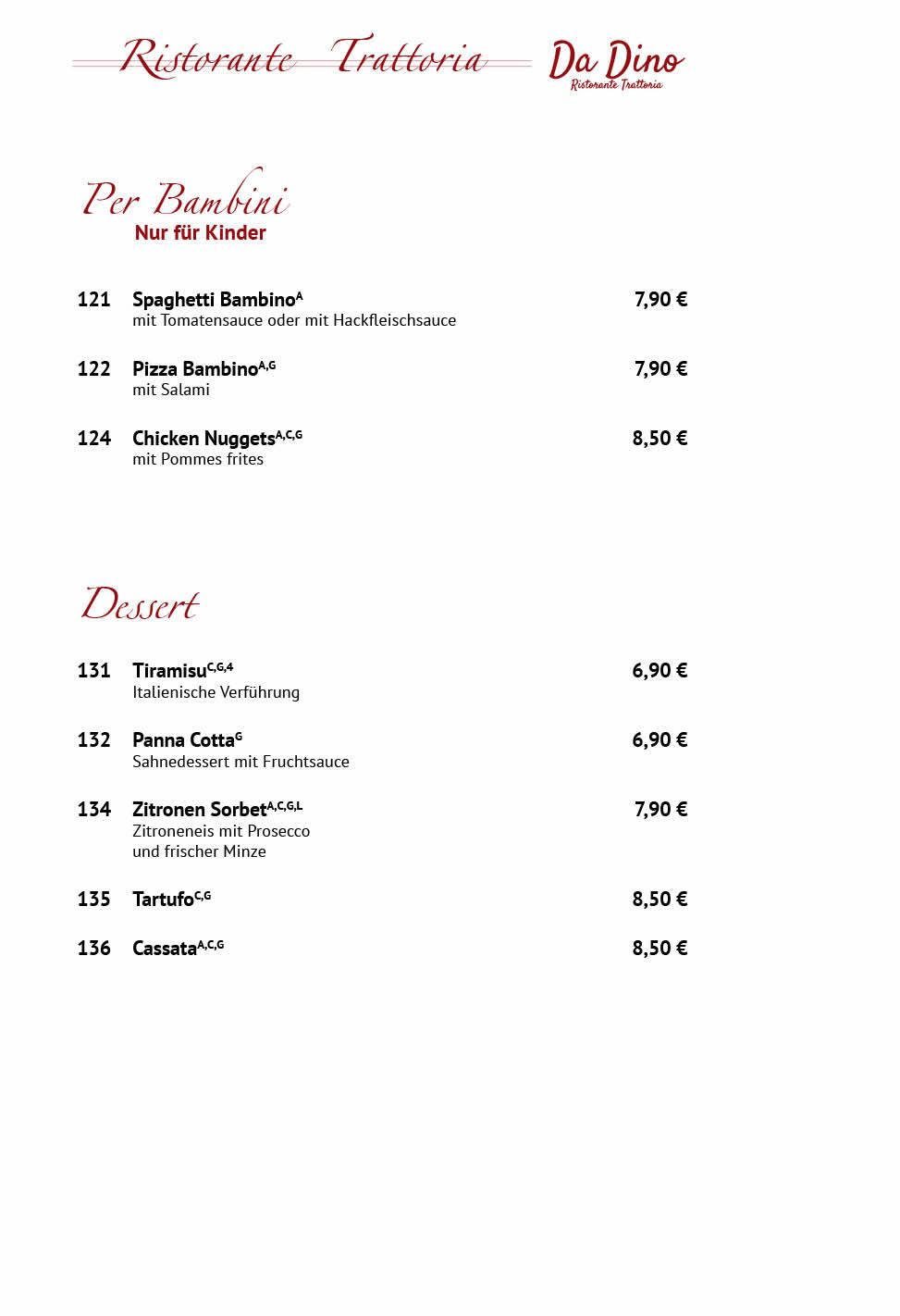 Restaurant Da Dino Sangerhausen Speisekarte 8