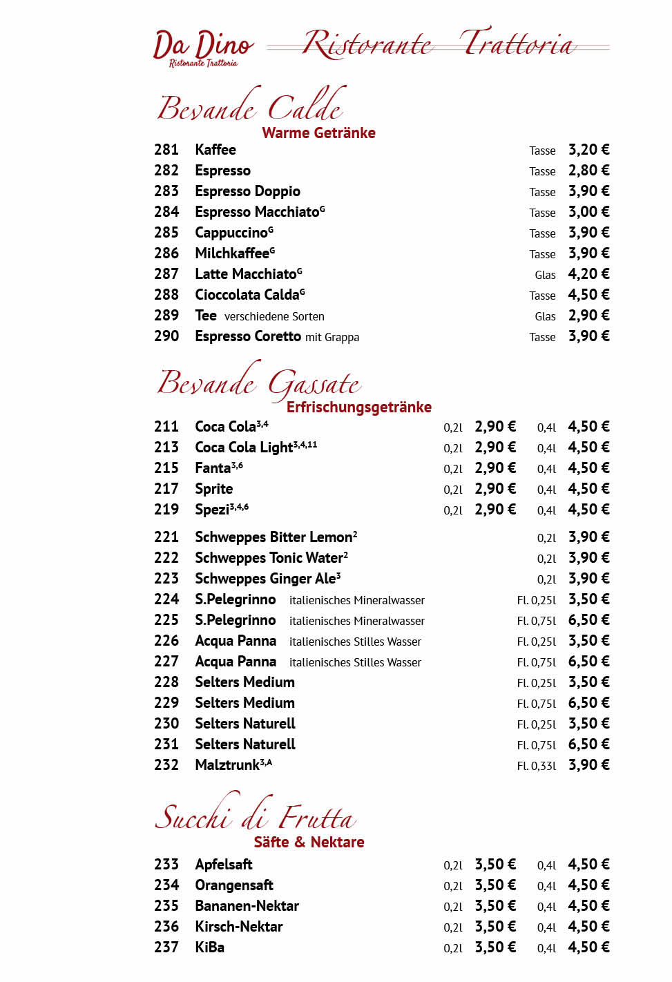 Restaurant Da Dino Sangerhausen Speisekarte 9